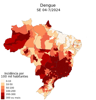 Dengue incidence map in Brazil